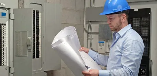 Maintenance engineer in utility room