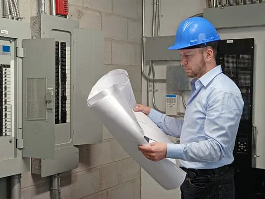 Maintenance engineer in utility room